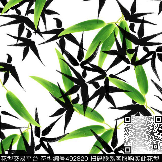 竹子流行时尚花卉数码印花华亿平台下载（图片编号: 492820） - 瓦栏（Walan）
