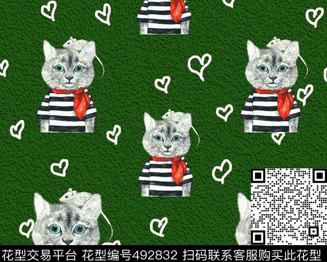 复古猫卡通数码印花华亿平台下载（图片编号: 492832） - 瓦栏（Walan）