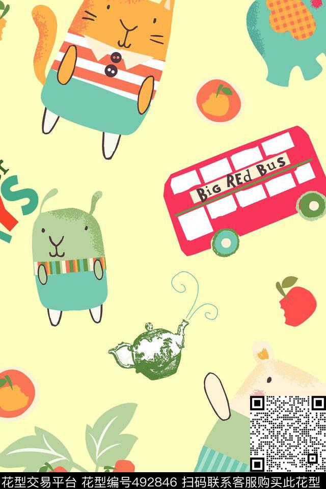 卡通流行时尚猫传统印花华亿平台下载（图片编号: 492846） - 瓦栏（Walan）