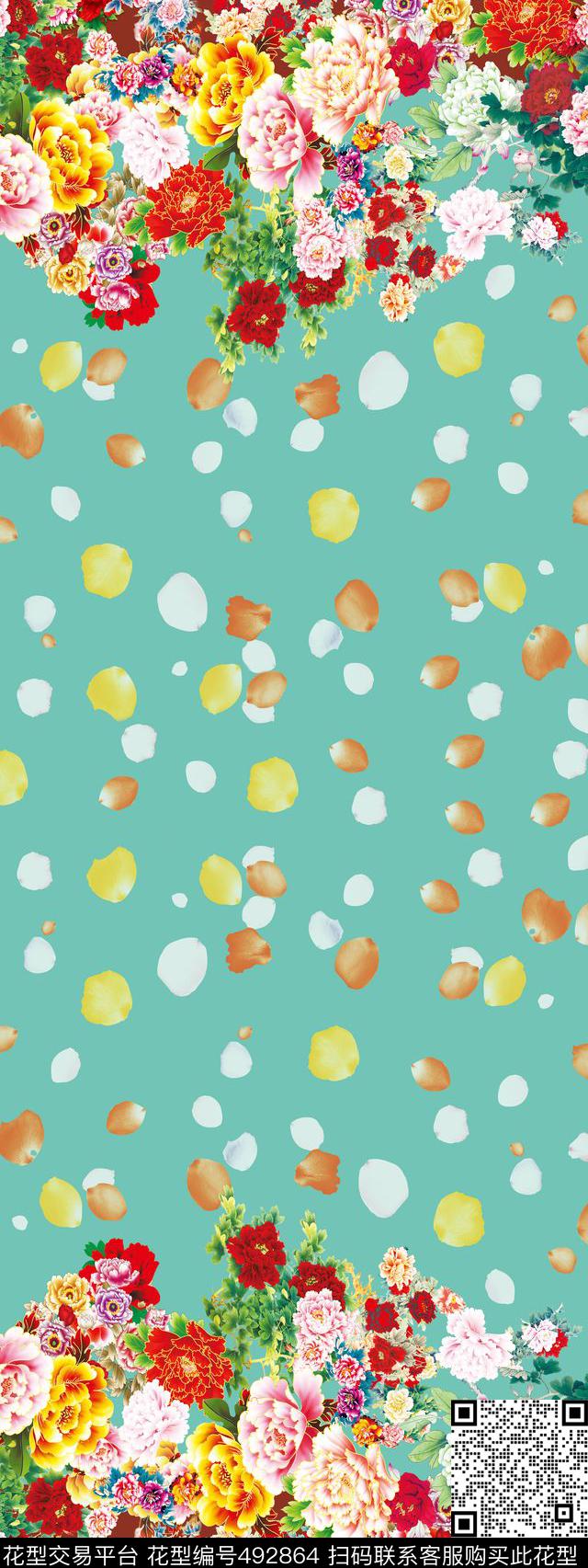 时尚花瓣花卉数码印花华亿平台下载（图片编号: 492864） - 瓦栏（Walan）