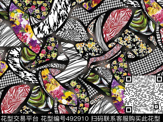 原创几何优雅数码印花华亿平台下载（图片编号: 492910） - 瓦栏（Walan）