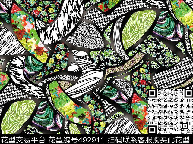 原创几何优雅数码印花华亿平台下载（图片编号: 492911） - 瓦栏（Walan）