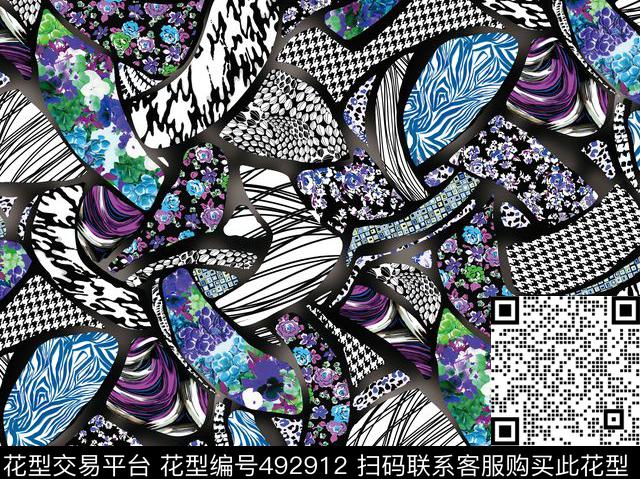 原创几何优雅数码印花华亿平台下载（图片编号: 492912） - 瓦栏（Walan）