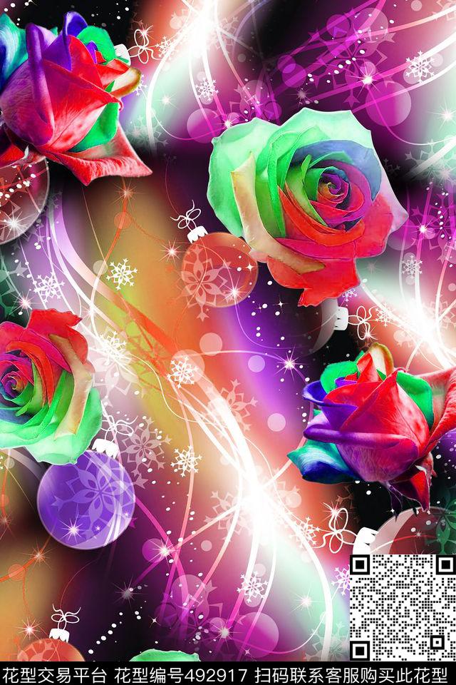 彩虹花朵花卉数码印花华亿平台下载（图片编号: 492917） - 瓦栏（Walan）