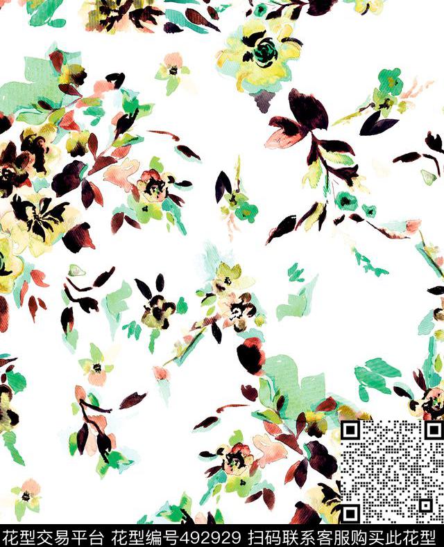 原创花卉浪漫数码印花华亿平台下载（图片编号: 492929） - 瓦栏（Walan）