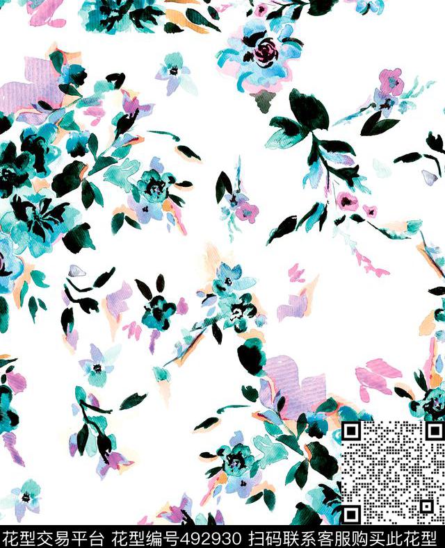 原创花卉浪漫数码印花华亿平台下载（图片编号: 492930） - 瓦栏（Walan）