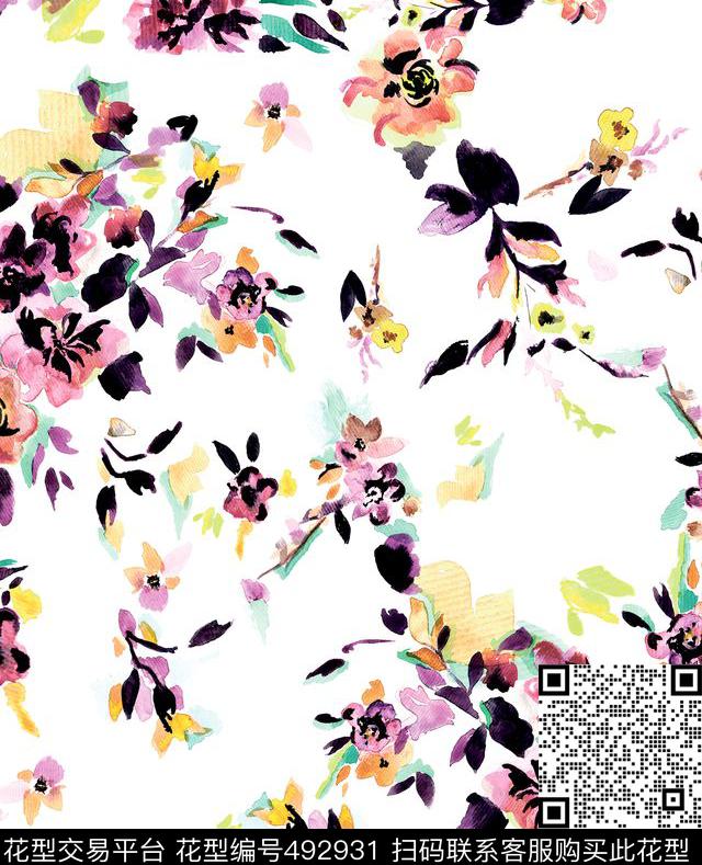 原创花卉浪漫数码印花华亿平台下载（图片编号: 492931） - 瓦栏（Walan）