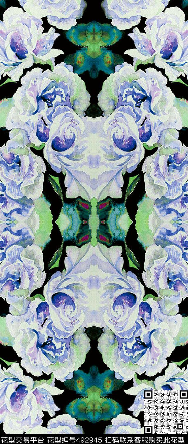 原创花卉优雅数码印花华亿平台下载（图片编号: 492945） - 瓦栏（Walan）