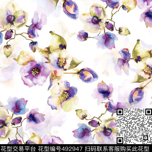原创花卉浪漫数码印花华亿平台下载（图片编号: 492947） - 瓦栏（Walan）