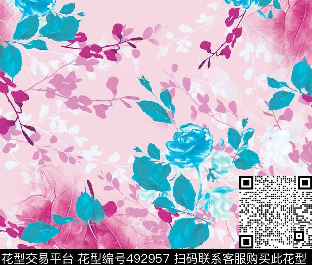 原创花卉民族数码印花华亿平台下载（图片编号: 492957） - 瓦栏（Walan）