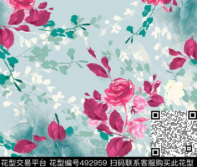 原创花卉民族数码印花华亿平台下载（图片编号: 492959） - 瓦栏（Walan）