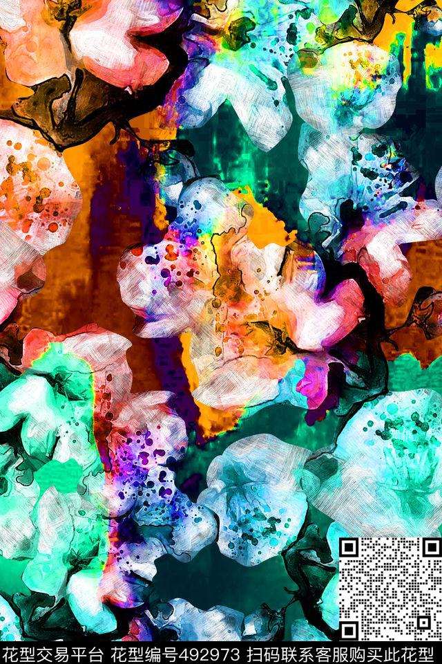 大牌花卉肌理数码印花华亿平台下载（图片编号: 492973） - 瓦栏（Walan）