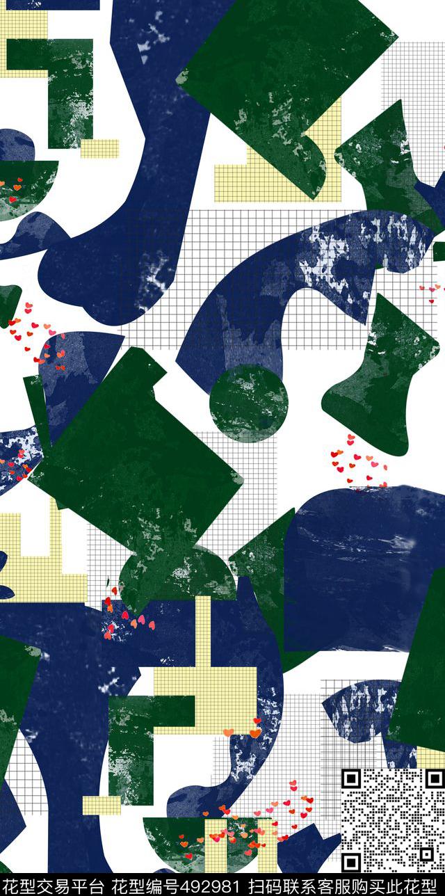 抽象几何四方连续数码印花华亿平台下载（图片编号: 492981） - 瓦栏（Walan）