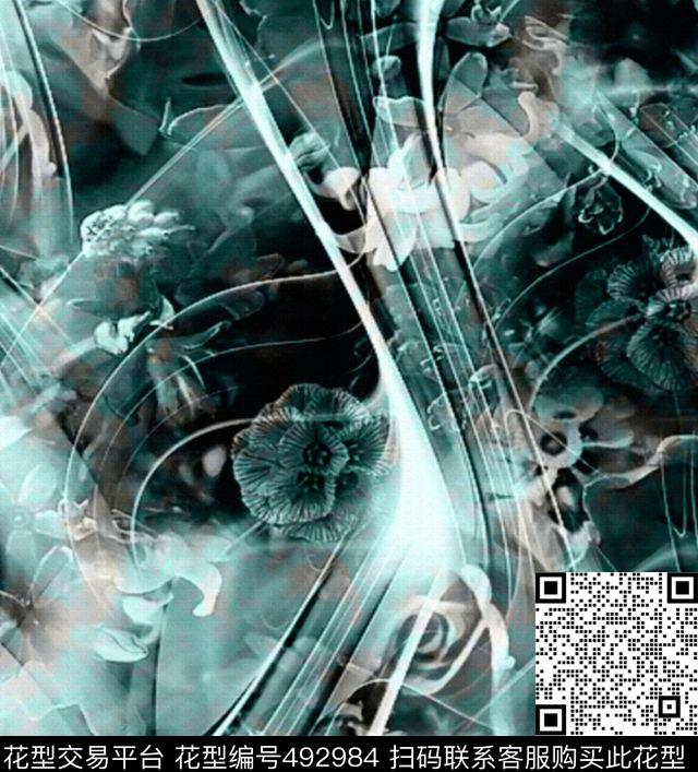 复古花卉3D空间数码印花华亿平台下载（图片编号: 492984） - 瓦栏（Walan）