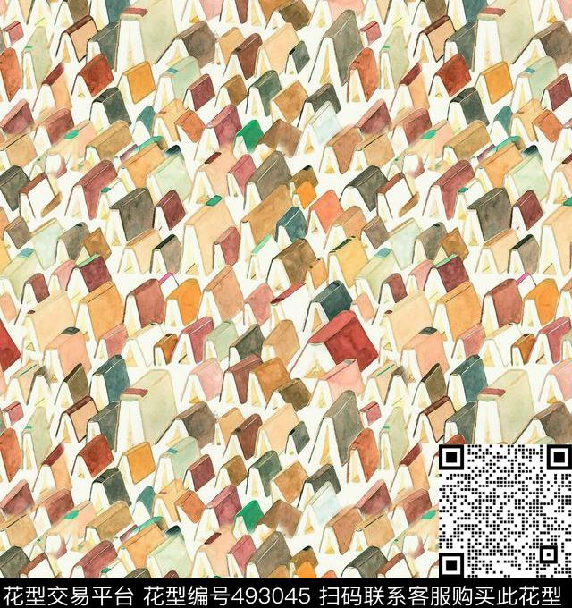 复古轻时尚书本数码印花华亿平台下载（图片编号: 493045） - 瓦栏（Walan）