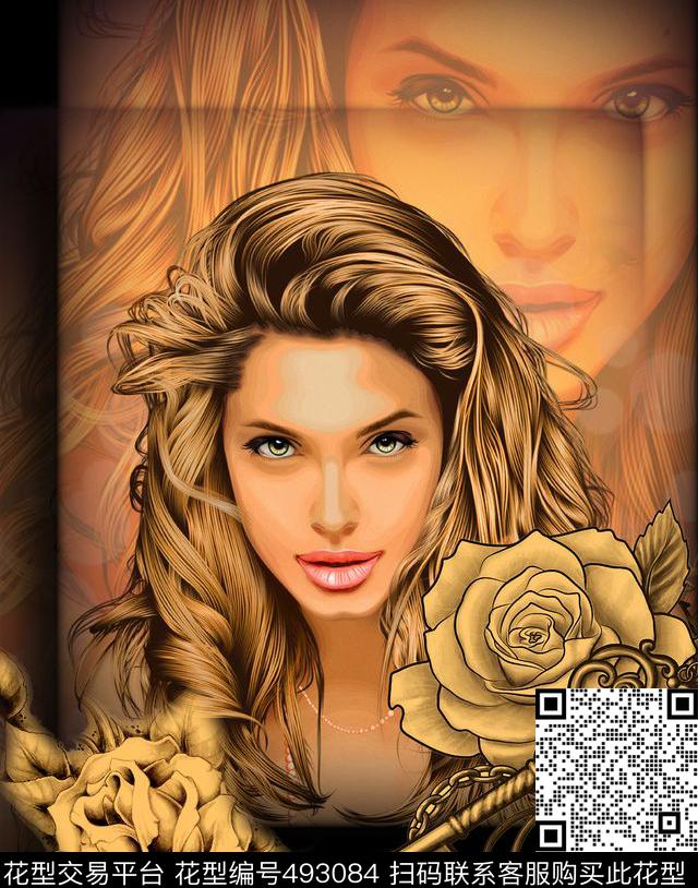 时尚美女头像T恤数码印花华亿平台下载（图片编号: 493084） - 瓦栏（Walan）