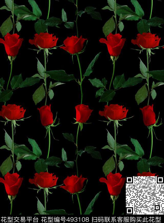花卉风格火红玫瑰花、红色玫瑰、女装华亿平台花草树木数码印花华亿平台下载（图片编号: 493108） - 瓦栏（Walan）