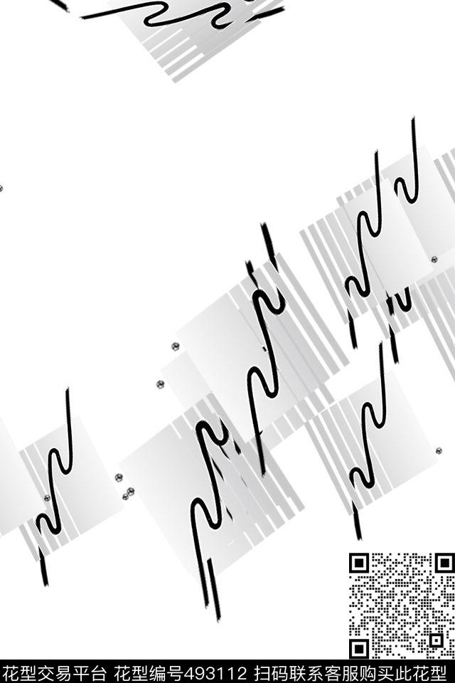 时尚简单线条数码印花华亿平台下载（图片编号: 493112） - 瓦栏（Walan）