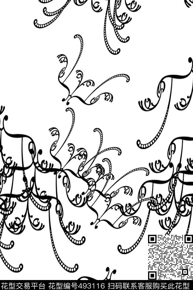 几何复古线条数码印花华亿平台下载（图片编号: 493116） - 瓦栏（Walan）