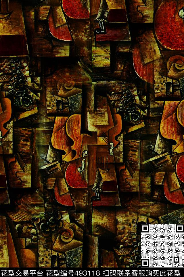 复古男装沙发布油画数码印花华亿平台下载（图片编号: 493118） - 瓦栏（Walan）