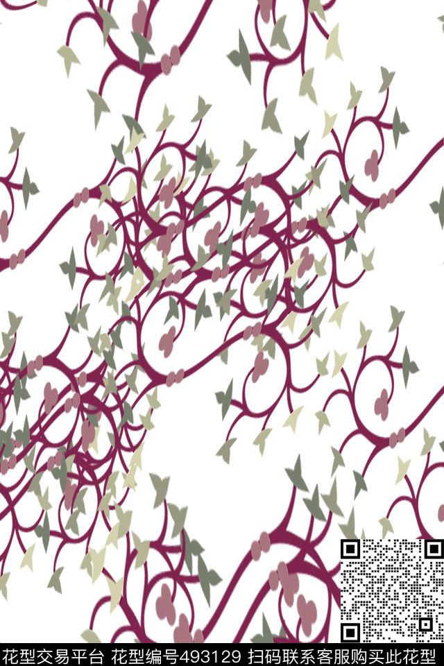 单一自然线条美数码印花华亿平台下载（图片编号: 493129） - 瓦栏（Walan）