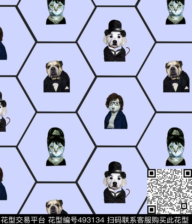 波普风动物先生狗先生数码印花华亿平台下载（图片编号: 493134） - 瓦栏（Walan）