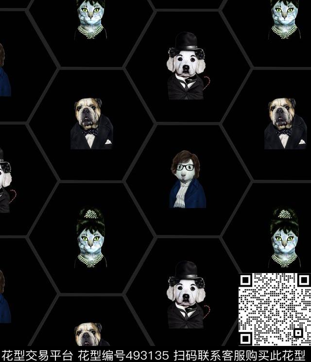 波普风动物先生狗先生数码印花华亿平台下载（图片编号: 493135） - 瓦栏（Walan）