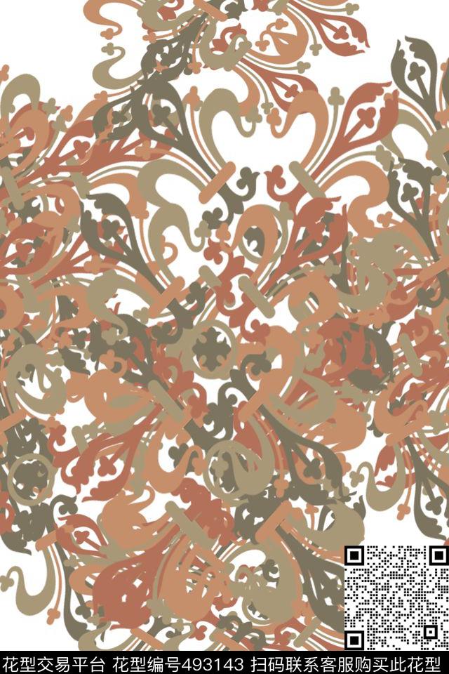 复古花窗时尚数码印花华亿平台下载（图片编号: 493143） - 瓦栏（Walan）