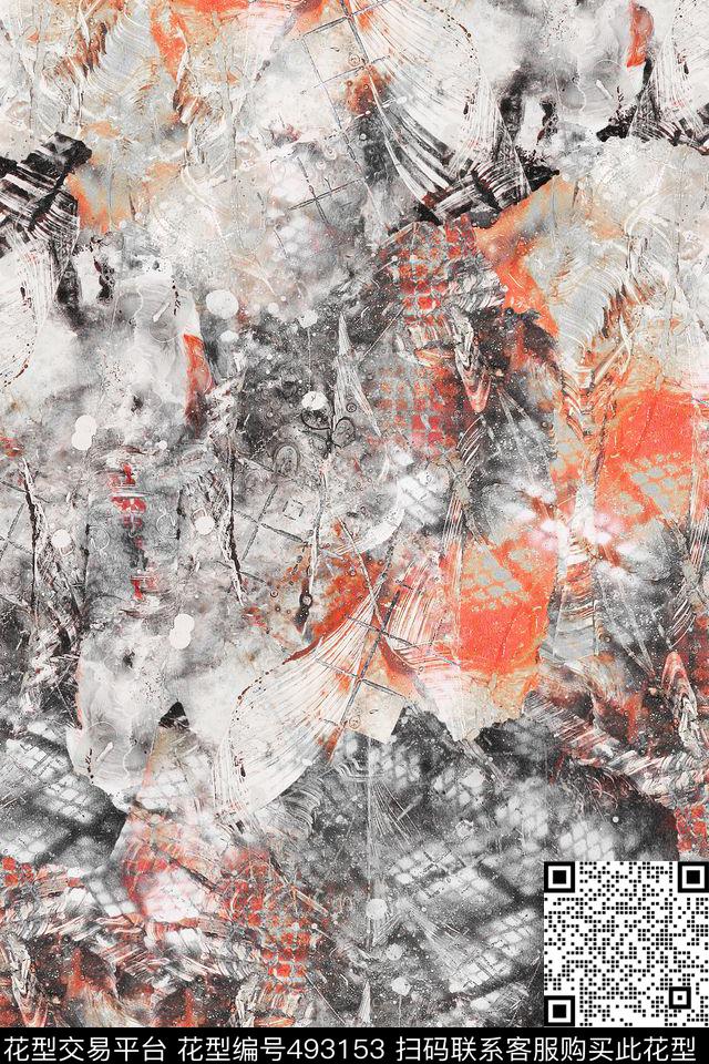 休闲时尚抽象水彩油画服装面料华亿平台数码印花华亿平台下载（图片编号: 493153） - 瓦栏（Walan）