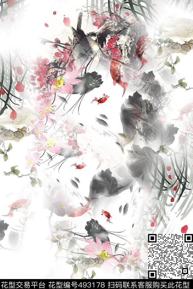 优雅中国风自然数码印花华亿平台下载（图片编号: 493178） - 瓦栏（Walan）