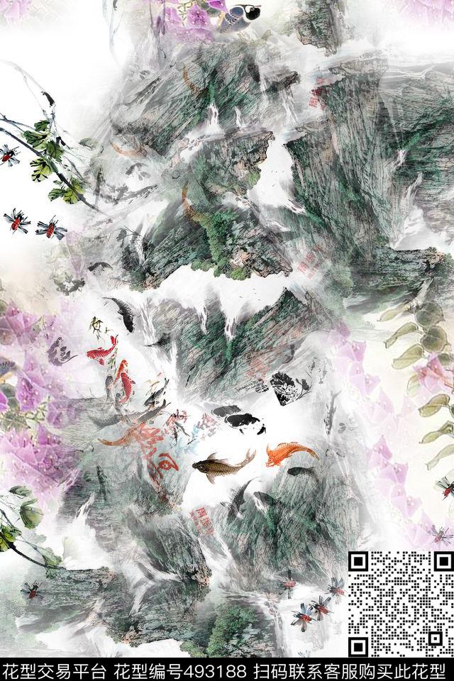 自然时尚民族优雅数码印花华亿平台下载（图片编号: 493188） - 瓦栏（Walan）