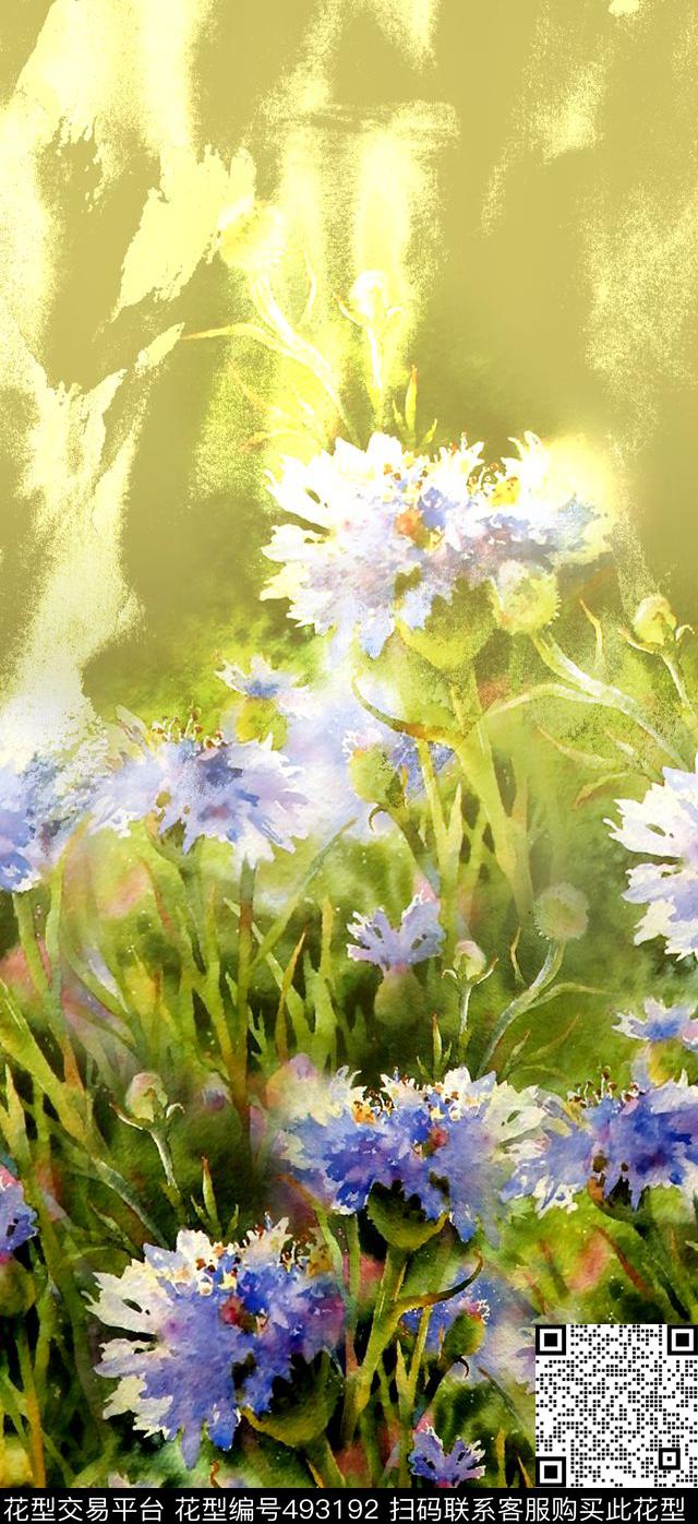 定位水彩水彩花卉数码印花华亿平台下载（图片编号: 493192） - 瓦栏（Walan）