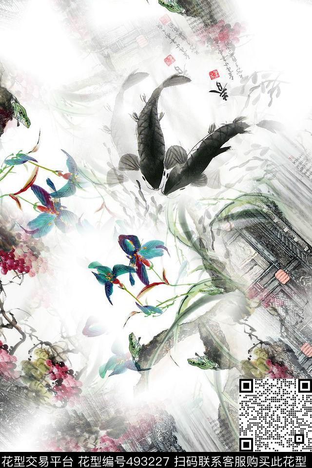 时尚大胆自然数码印花华亿平台下载（图片编号: 493227） - 瓦栏（Walan）