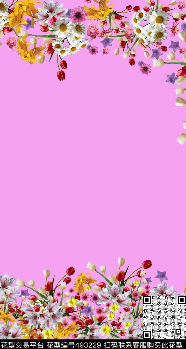 花卉田园写实花卉数码印花华亿平台下载（图片编号: 493229） - 瓦栏（Walan）