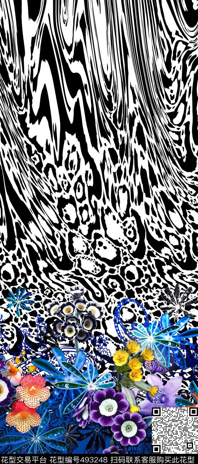 数码时尚豹纹动物纹定位花数码印花华亿平台下载（图片编号: 493248） - 瓦栏（Walan）
