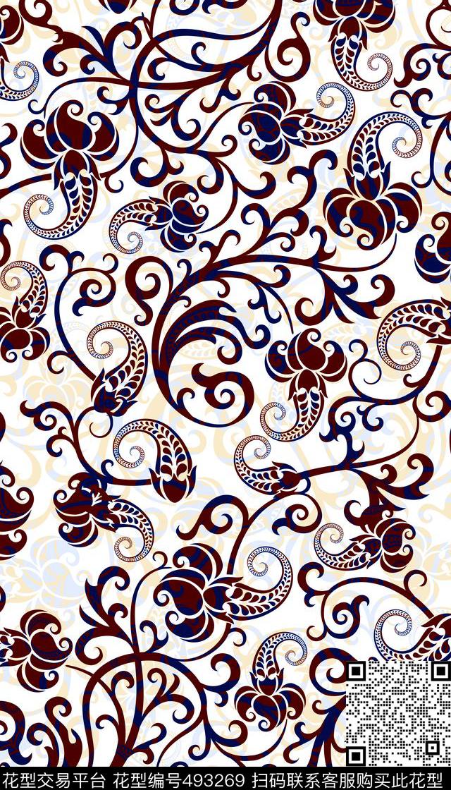 窗帘布花卉连衣裙家纺传统印花华亿平台下载（图片编号: 493269） - 瓦栏（Walan）