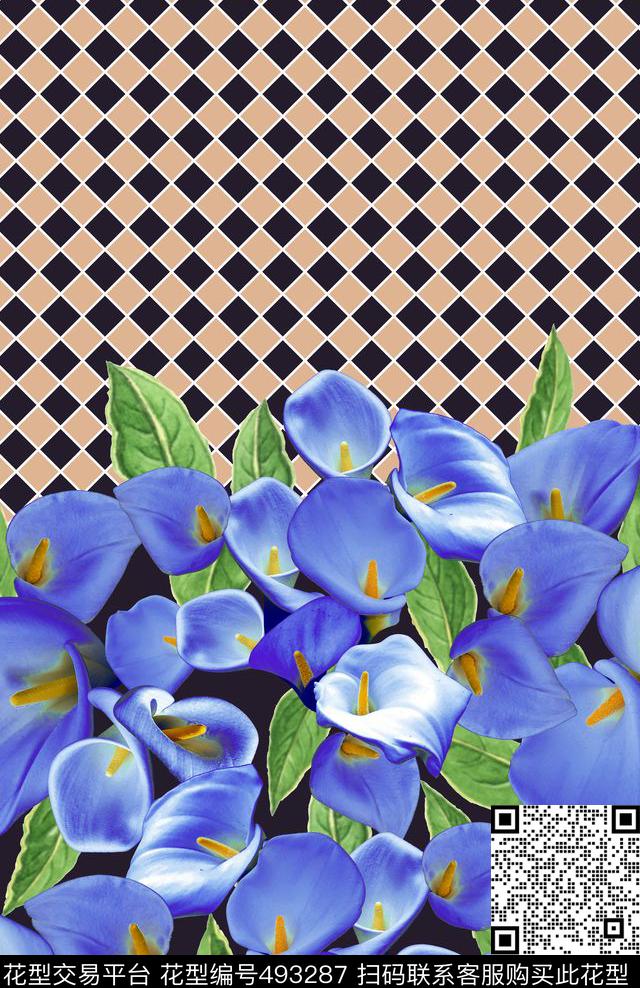 欧美风格花时尚数码印花华亿平台下载（图片编号: 493287） - 瓦栏（Walan）