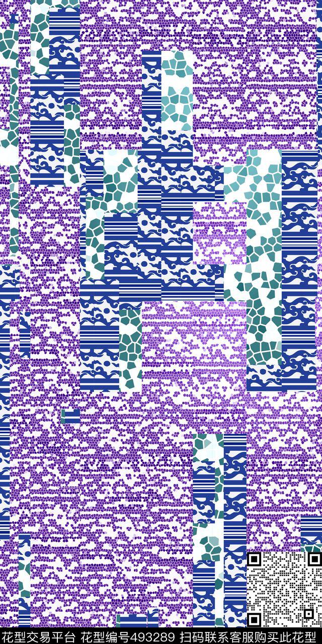 玻璃碎片几何图案马赛克传统印花华亿平台下载（图片编号: 493289） - 瓦栏（Walan）