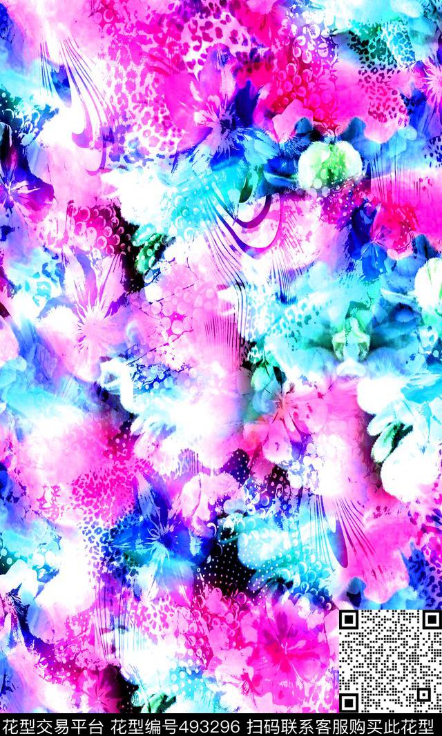 流行时尚梦幻纹路欧美数码印花华亿平台下载（图片编号: 493296） - 瓦栏（Walan）