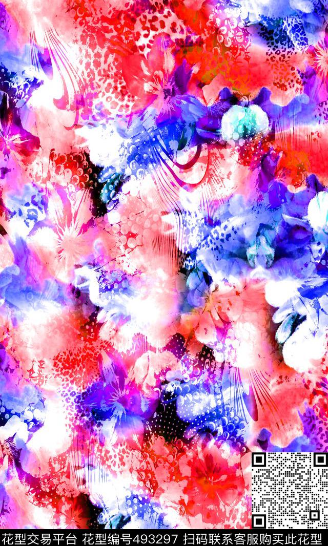 流行时尚梦幻纹路欧美数码印花华亿平台下载（图片编号: 493297） - 瓦栏（Walan）