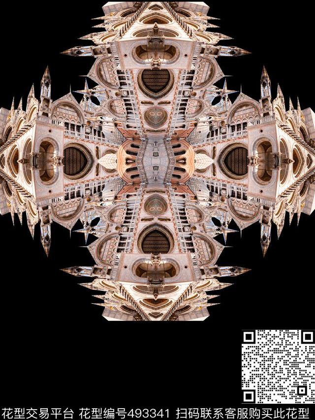 复古建筑解构数码印花华亿平台下载（图片编号: 493341） - 瓦栏（Walan）