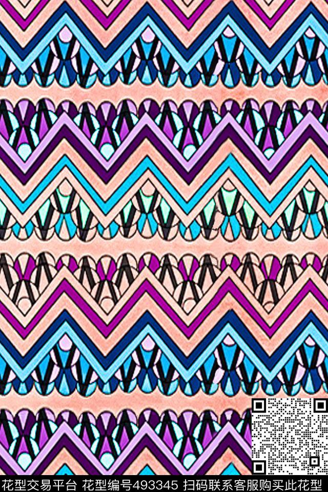潮流时尚条纹数码印花华亿平台下载（图片编号: 493345） - 瓦栏（Walan）