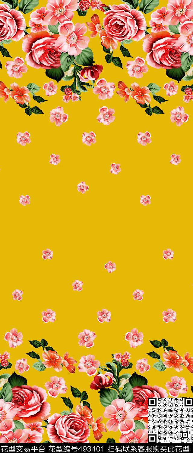 数码定位花卉叶子花卉数码印花华亿平台下载（图片编号: 493401） - 瓦栏（Walan）