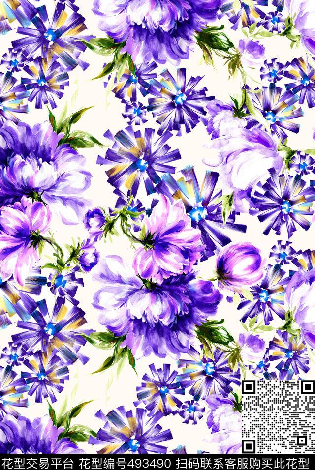 潮流时尚时尚女装手绘数码印花华亿平台下载（图片编号: 493490） - 瓦栏（Walan）