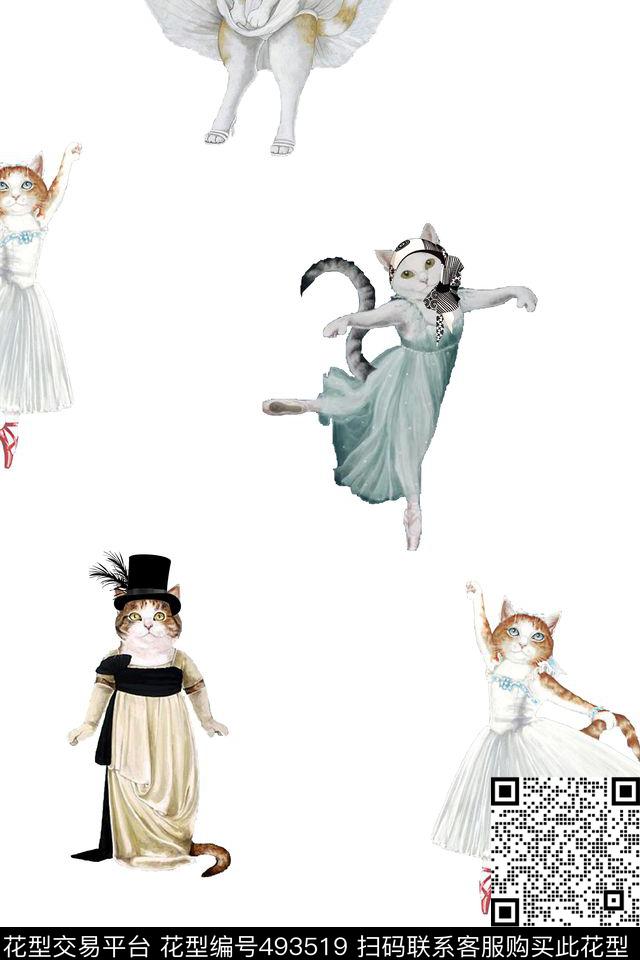 卡通猫动物数码印花华亿平台下载（图片编号: 493519） - 瓦栏（Walan）