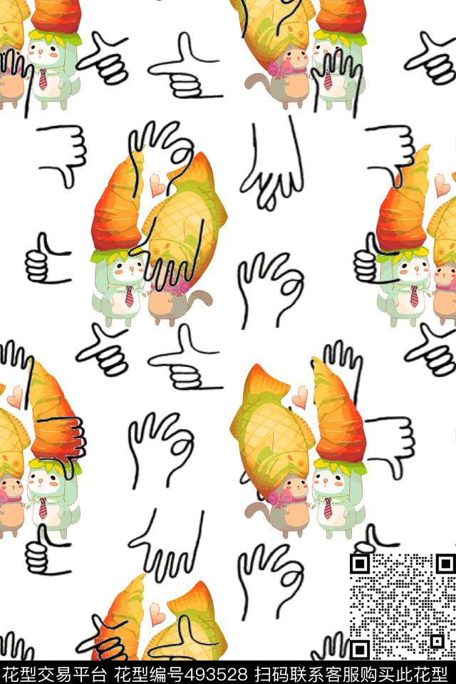 卡通情侣时尚流行数码印花华亿平台下载（图片编号: 493528） - 瓦栏（Walan）