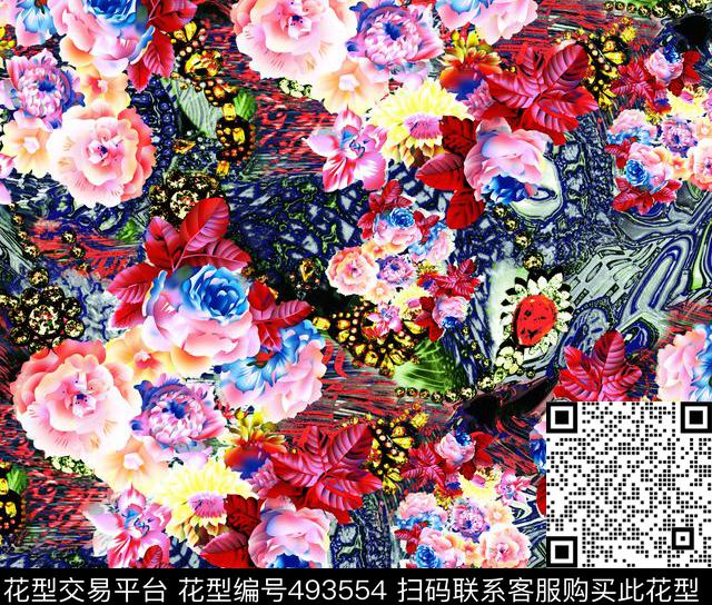 动人端雅美丽数码印花华亿平台下载（图片编号: 493554） - 瓦栏（Walan）