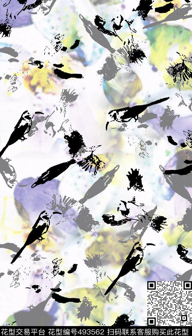 时尚创意鸟类数码印花华亿平台下载（图片编号: 493562） - 瓦栏（Walan）