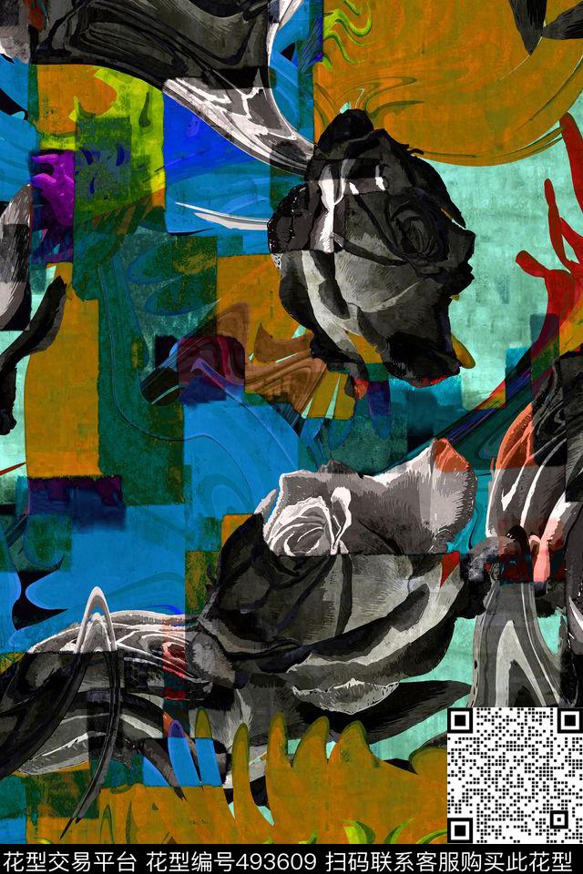 大牌花卉优雅数码印花华亿平台下载（图片编号: 493609） - 瓦栏（Walan）