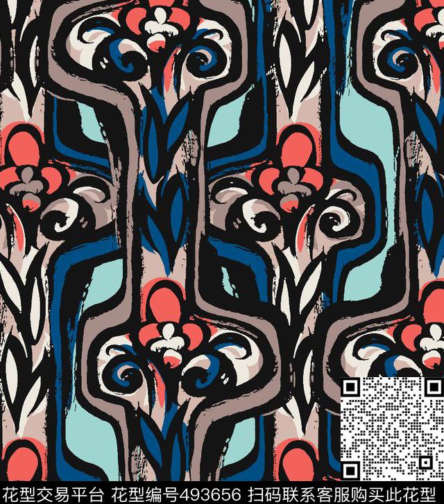 抽象简约中国风传统印花华亿平台下载（图片编号: 493656） - 瓦栏（Walan）